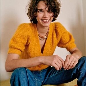Sezane Perrine Jumper‎ Sweater Sunflower Yellow Size XS Italy Mohair Wool French